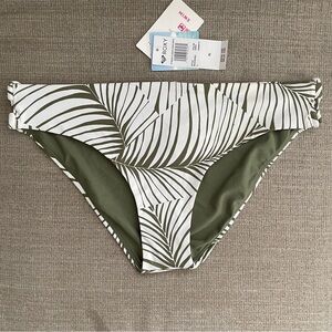 NEW Roxy XL Bikini Bottom Palm Beach Classics Strappy Printed Green Hipster NWT